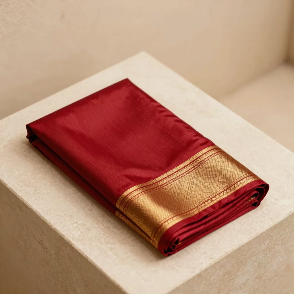 Kanchipuram Crimson Mulberry Silk Saree