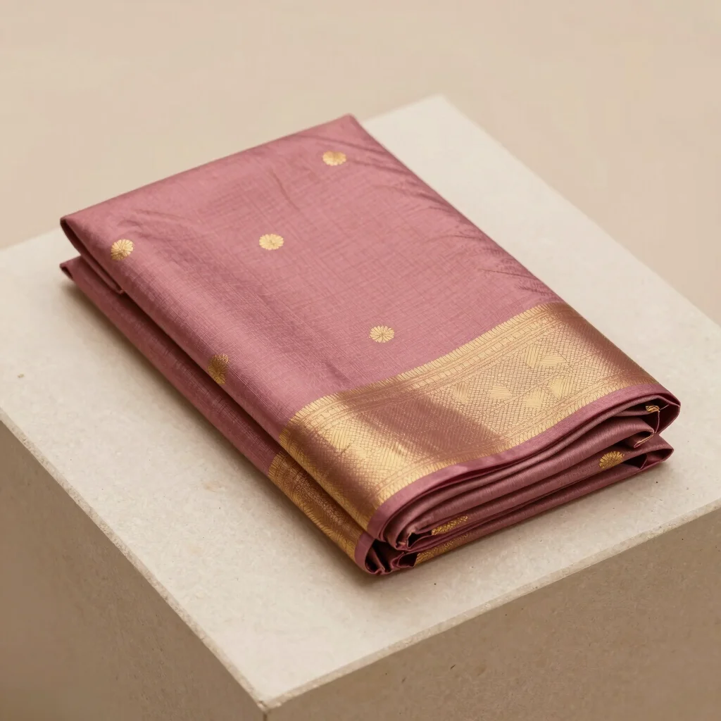 Chanderi Dusky Rose Cotton Silk Saree