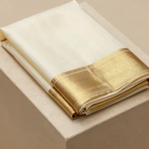 Maheshwari Ivory and Gold Border Saree