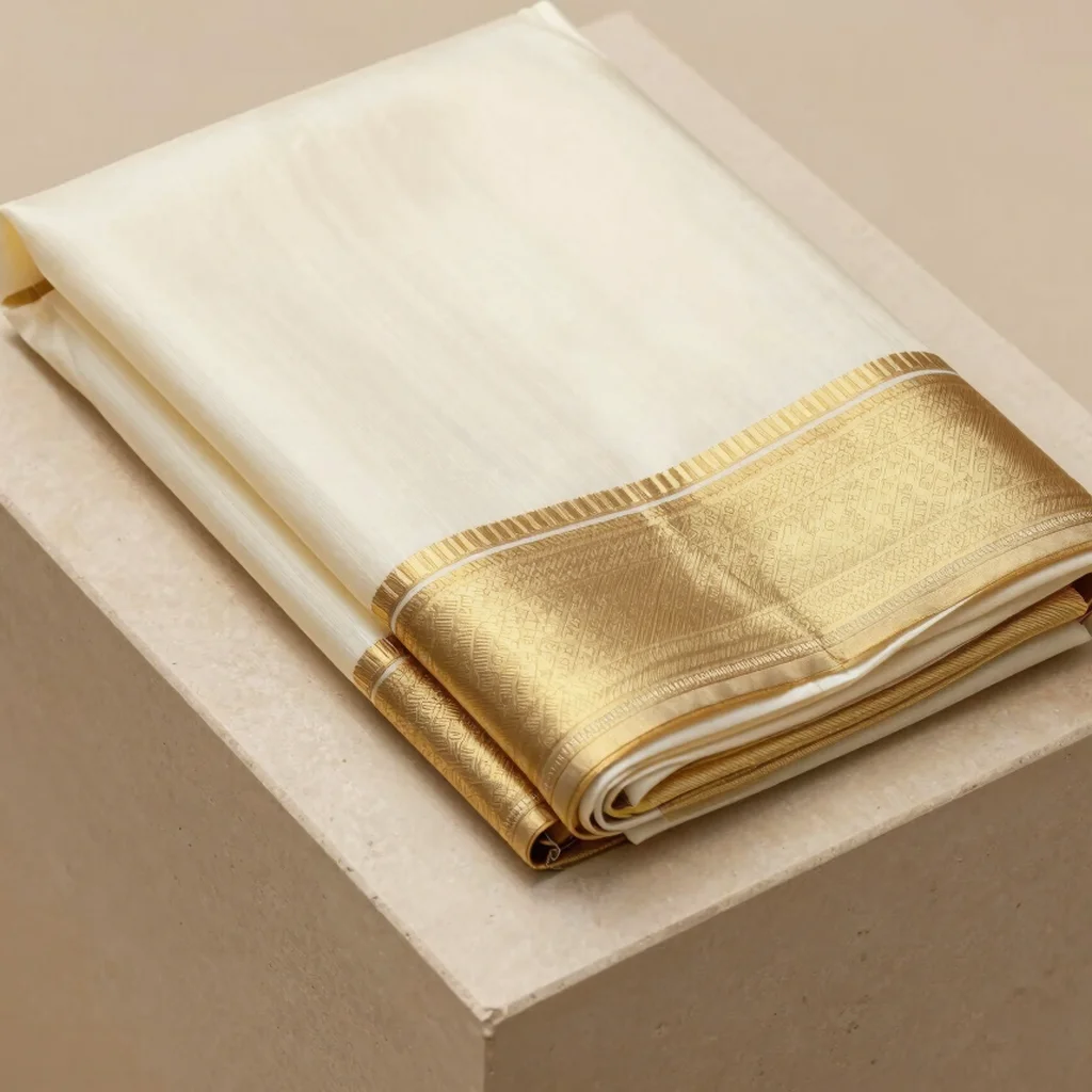 Maheshwari Ivory and Gold Border Saree